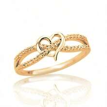 1Pc Women's Heart Rhinestone Decorative Ring, Elegant, Suitable For Daily, Party, Event, Celebration, Great Gift For Valentine's Day, Mother's Day, Mom AEUO - Vàng - Xem 4