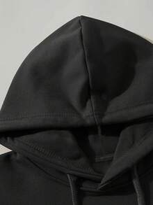 Sudadera con capucha unisex con diseño divertido de esqueleto con sombrero y letras - Negro - Ver 3