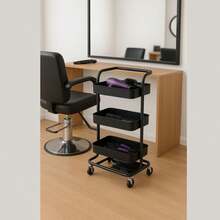 Multipurpose Organizer Cart With 3 Shelves – Practicality And Style For Kitchen, Beauty Salon, Clinic - màu đen - Xem 4