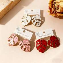 Enamel Leaf Earrings For Women Stainless Steel Statement Jewelry Chic & Sweet Style For Every Occasion