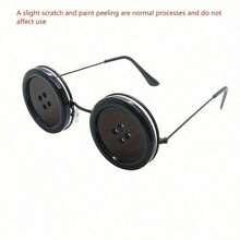Coralin Buttonhole Glasses - Tim Inspired Iconic Cat Eye Design With Expressive White Lenses And Black Frame - Comfortable Role Play, Halloween, Theme Party Costume Accessories - Officially Inspired Coralin Movie Glasses - 黑色 - 查看 1