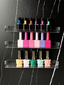 Wall-Mounted Transparent Nail Polish Organizer Rack, Nail Art Tools Display Shelf - Transparent - View 2