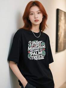 Playera De Navidad Con Diseño Divertido De Globo De Nieve - Oscuro - Ver 3