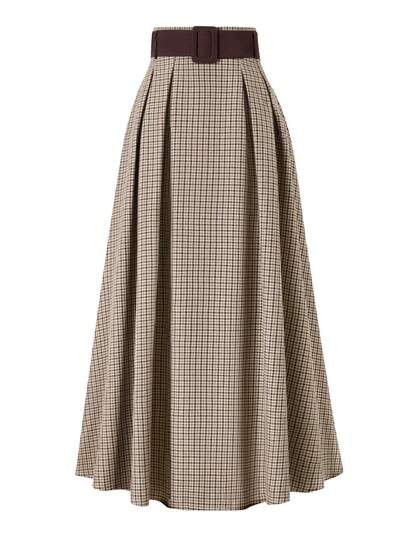 EARO Women's Fashionable Plaid A-Line Skirt, Versatile And Elegant, Loose And Slimming