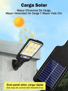 Farola solar al aire libre impermeable IP65, luz de pared al aire libre, farola solar con sensor de movimiento, 3 modos , luz de segurida d de inundación de control remoto solar, iluminación comercial Garden Road Garden Front Gate Estacionamiento solar - Negro - Ver 7