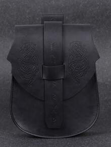 1 PC Viking Snake Embossed Faux Leather Belt Bag, Scandinavian Belt Pouch, Medieval Vintage Cell Phone Waist Bag For Renfair Christmas And Daily Waist Bag