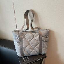 1pc New Diamond Embroidery Multi-Pocket Large Capacity Shoulder Tote Bag, Lightweight Nylon Women's Handbag For Work And Commute - Multicolor - View 14