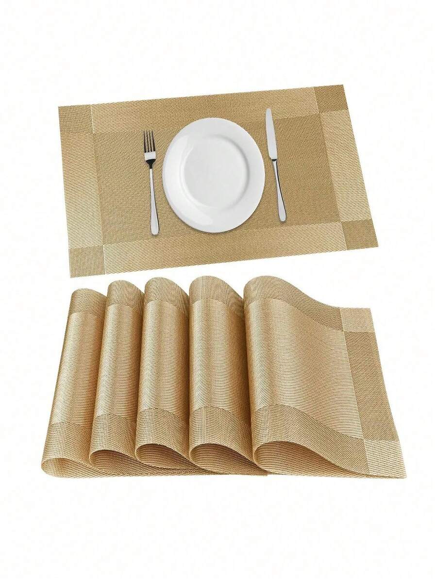 Juego de 6 manteles individuales con aislamiento antideslizante y lavable - Dorado - Ver 1