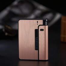 Portable Automatic Brushed Metal Cigarette Case,Smoking Accessories, Cigarette Storage, Cigarette Holder Case, Can Store 8pcs84mm Cigarettes, Good Waterproofness, The Best Gift For Father's Day - Small And Thin Cigarette Case Design, Suitable For Men And Women, Does Not Include Lighte