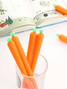 12pcs/Set Cute Cartoon Radish Shaped Neutral Pens, High-Quality Student Stationery, Creative Children's Festival Gift, Black Ink