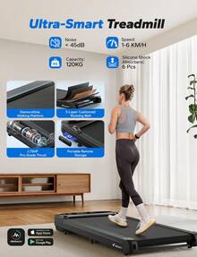 MERACH Walking Pad Treadmill, Under Desk Treadmill, Walking Treadmill 3 In 1 For Home/Office, 265LBS Capacity, 2.75HP Portable Walking Treadmill With Magnetic Remote Control, LED Display, Non-Assembly - UK Plug(220-240V) - View 4