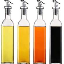 1 pieza Botella de vidrio a prueba de fugas para aceite - Recipiente de cocina resistente a la corrosión con tapa hermética, apto para aceite de sésamo, vinagre y salsa de soja - Sin plomo, excelente para cocinar y decoración