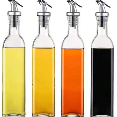 1 chai thủy tinh đựng dầu chống rò rỉ - Bình đựng nhà bếp chống ăn mòn với nắp kín khí, thích hợp đựng dầu mè, giấm và nước tương - Không chứa chì, tuyệt vời cho nấu ăn và trang trí.