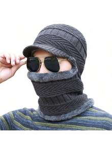 1 Stück Sturmhaube mit Fleecefutter und Schirm, bequeme und kältebeständige Kopfbedeckung mit Schirm, windabweisende Outdoor-Radmaske, Skikopfbedeckung, geeignet für Radfahren, Laufen, Outdoor-Sport und Alltagsgebrauch, unisex Herbst- und Winterstil