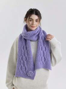 1 szt. damski szalik z dzianiny Rose Twist, mieszanka wełny, elegancki i modny, uniwersalny na jesień/zimę, odpowiedni do noszenia w pomieszczeniach, w biurze, na zewnątrz, na randki