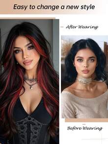 Halloween Wig Long Red Wig For Women 24 Inch Natural Curly Hair Wig Red Mixed Color Christmas Wig Synthetic Wig Cosplay Christmas Halloween Wear - 間色 - 查看 7