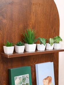 1pc/6pcs Artificial Mini Green Plant Potted Decor, For Home Living Room Dining Table Center, Windowsill, Office Desk Ornament, Mother's Day, Wedding Party Decoration