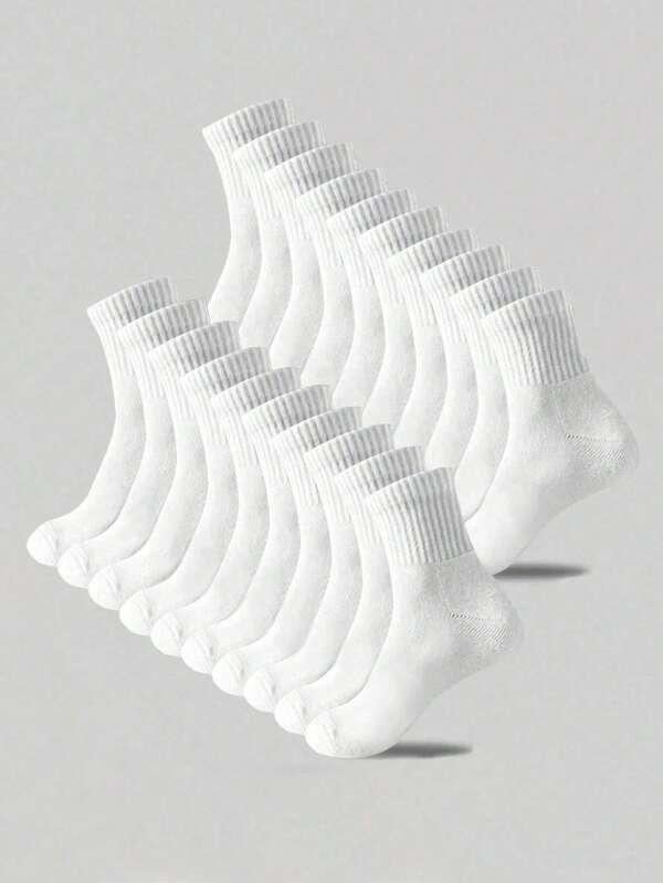 10 Pairs Of Children's Casual Socks, Medium Long Socks, White Socks, Winter Socks, Black Socks, Deodorizing, Sports, Breathable, Sweat Absorbing, Suitable For Ages 3-16