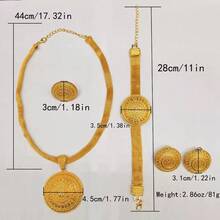 1 set colier, cercei, inel și brățară din aliaj de zinc, design african de lux, set de 4 bijuterii rafinate pentru femei