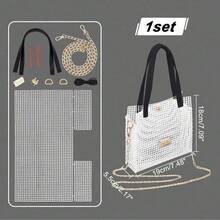 One Set Complete Woven Bag Crafting Kit With Black Mesh Canvas, Strap, Needles & Clasps - DIY Handbag Making Set For Creative Gifts, GLOBLELAND Christmas, Halloween Holiday Gifts And Handmade Creative Materials