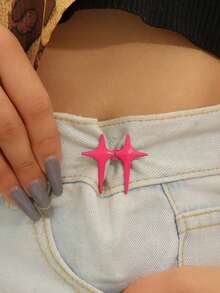 1pc Women Multi-Color Metal Star Waist Cincher, Fashionable Removable Adjustable Clasp Decor For Dress/Pants, Suitable For Summer Everyday Use, Great Gift For Best Friend - 銀色 - 查看 11