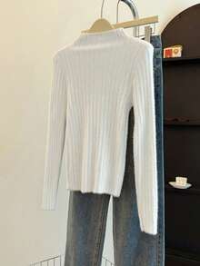 Suéter holgado de punto con aberturas laterales, adecuado para vacaciones, oficina, hogar, uso diario, otoño/invierno