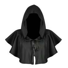 Black Hooded Cloak Adult Twill Fabric Shawl Scarf Grim Reaper Witch Queen Costume, Suitable For Halloween, Christmas, Renaissance