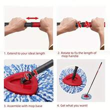 1Pc Spin Mop Handle Replacement Compatible With O-Ceda/Viled Spin Mop EasyWring 1-Tank/2-Tank System High Quality Durable Steel Mop Stick Replacement For Kitchen Bathroom Cleaning Supplies Christmas Halloween - Multicolor - View 8