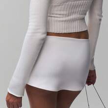 Women's Fashion Mini Skirts Solid Color Low Waist Short Skirts Summer Casual Bodycon Skirts Streetwear - 白色 - 查看 6