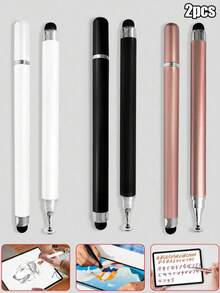 1/2pcs Dual-Tip Capacitive Touch Stylus Pen, Suitable For Smartphones, Tablets, For Writing And Drawing, Office Desk, Computer, Laptop Accessories - Multicolor - View 1