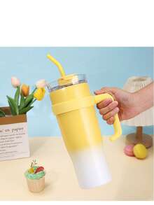 1 copo de 40 oz com alça e canudo, para bebidas quentes e frias, caneca de viagem térmica, copo de café gelado, garrafa de água térmica de aço inoxidável reutilizável, porta-copos para carro, para atividades ao ar livre, camping, presentes de Natal