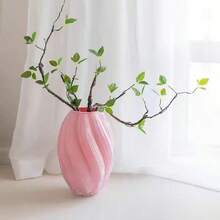 Vaso de luxo em açúcar de malte, decoração assimétrica minimalista rosa, flor hidropônica, flor seca, ornamento moderno para decoração de casa, vaso de vidro para flores - Multicolorido - Ver 9