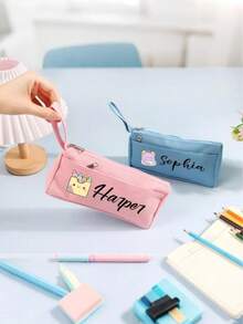 Customized Cute Pencil Case, Storage Bag, Personalized Storage Bag, Cosmetic Bag, Multi-Functional Travel Pouch, Space-Saving, Fashionable And Tidy, Compact And Portable, Casual And Versatile, Holiday Gift, Excellent Choice, Christmas Gift, Suitable For Travel, Home, Stationery, And Cosmetics Storage - Multicolor (Style 3) - View 7