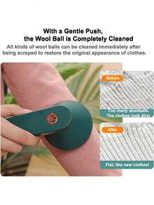 Quita pelusas portátil. Máquina recargable para eliminar las bolitas de los jerséis y abrigos. - Verde Oscuro - Ver 5