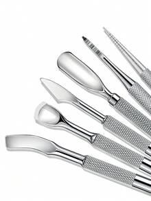 Empujador de cutículas oblicuo de doble cabeza de acero inoxidable de alta calidad, mango mate antideslizante, herramienta de manicura para limpieza de uñas y cuidado de cutículas