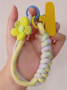 Cordón para teléfono con diseño floral, cuerda trenzada corta para muñeca, durable y adecuado para exteriores, viajes y senderismo en verano