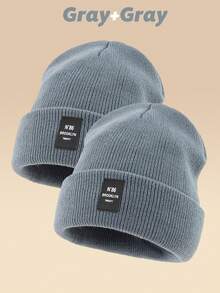 1pc Outdoor Casual N86BROOKLYN Logo Knitted Beanie Hat, Multiple Colors, Warm Winter Skull Cap Fall Outfit