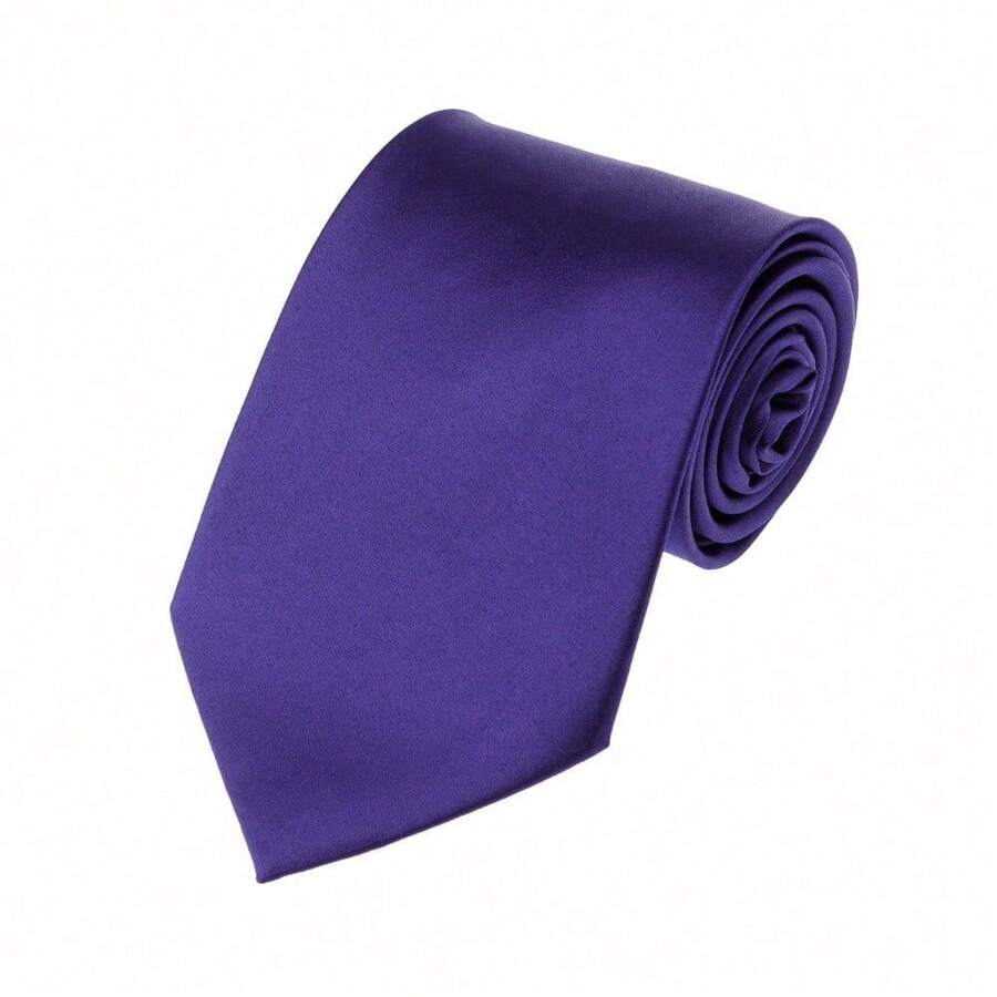 New Hot ! Solid Color Plain Classic Necktie Men's Tie,ZXCFTE - 31-深紫色 - 查看 1