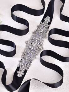 1 peça cinto de casamento feito à mão com strass e cristal prateado, decoração de cintura para madrinha de casamento, acessório de Halloween