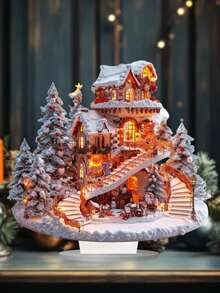 Decorazione natalizia in acrilico piatto 2D a forma di casa innevata - ideale per casa, ufficio e caffè