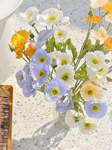 1/3/5PCS Artificial Poppy, 59cm Long, With 4 Flowers, Simple And Modern Style, Can Be Bent And Does Not Fade - Used For Diy Flower Wall, Scene Layout, Living Room And Bedroom Vase Flower Arrangement, Wedding, Party Decor,Desk Stuffing.Autumn And Spring Leaf Harvest ,,Room Decor,Home Decor,Kitchen Decor,Wedding Decor,Table Decoration,Centerpieces,Office Decor,Garden Decor,Outdoor Decor