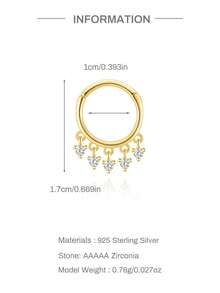 EleRunis 1 PIEZA Pendiente de oreja tipo clip de plata de ley 925 con diamantes clásicos de 6/8/10mm, para cartílago perforado, estilo boho, sencillo y minimalista, joyería hecha a mano hipoalergénica, regalo - Dorado - Ver 6