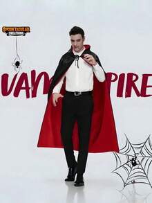 Christmas Vampire Cloak Black & Red Cape, Red Collar Wizard Vampire Cloak, Hooded Grim Reaper Cloak, Costume For Role Play, Party Decor, Photography Props, Stage Performance Accessories - Multicolor - View 8