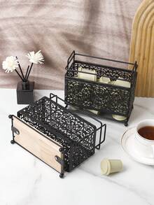 1 buc Suport pentru ustensile de bucătărie cu design clasic din metal gol, Suport dreptunghiular pentru tacâmuri din dantelă neagră - Pentru linguri, furculițe, bețișoare, teluri, capsule de cafea, articole de papetărie etc., Coș de depozitare decorativ pentru birou, ideal pentru organizarea casei, Depozitare decorativă, Cutii de depozitare și borcane, Coș de depozitare pentru decor de birou, Depozitare de Crăciun, Halloween, Ramadan