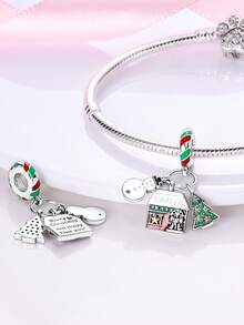 STYFNE 1 pieza Colgante con cuentas de árbol de Navidad, campana, Papá Noel, reno, muñeco de nieve, adecuado para pulseras DIY, joyería de mujer, pequeño regalo diario