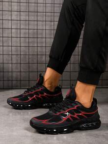 Chaussures de sport à lacets pour hommes, à bout rond. Chaussures de sport pour hommes, blocs de couleurs avec lettres, légères et respirantes. Baskets épaisses pour hommes, antidérapantes et résistantes à l'usure. Chaussures de course de plein air décontractées pour hommes