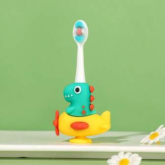 1 pieza Cepillo de dientes para niños/bebés con diseño de avión y conejo, para limpieza dental de uso diario en el hogar