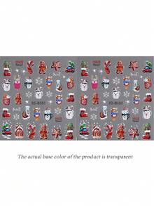 Christmas Santa Claus Nail Stickers 5D Self-Adhesive Snowman Candy Cane Elk Tree Flower Design Nail Art Supplies Winter Xmas Nail Sticker Nail Art For Women Girls DIY Decorations Decor