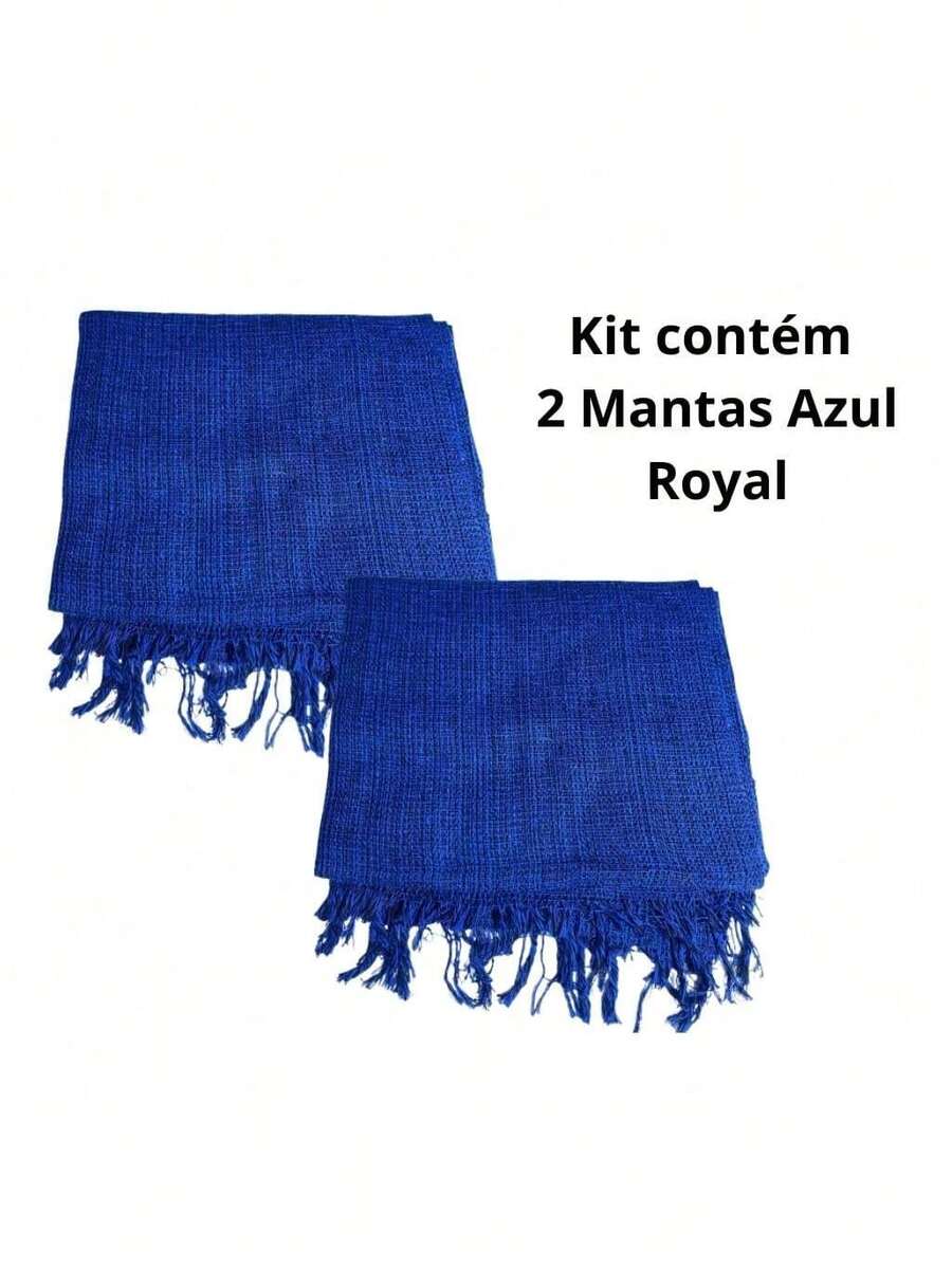 Kit Of 2 Blankets For Giant Luxury Sofa 120x210 Decorative Protective Sofa Cover - 皇家藍混合 - 查看 1