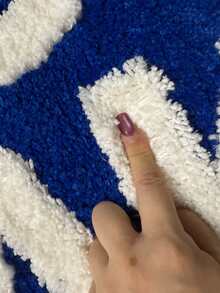 1 件植绒面料创意“BUTT NAKED”白色字母浴室垫和浴室地毯，可机洗，易于护理，厚绒浴室垫，为您的浴室带来轻松的氛围，四季垫。 - 藍白色 - 查看 7